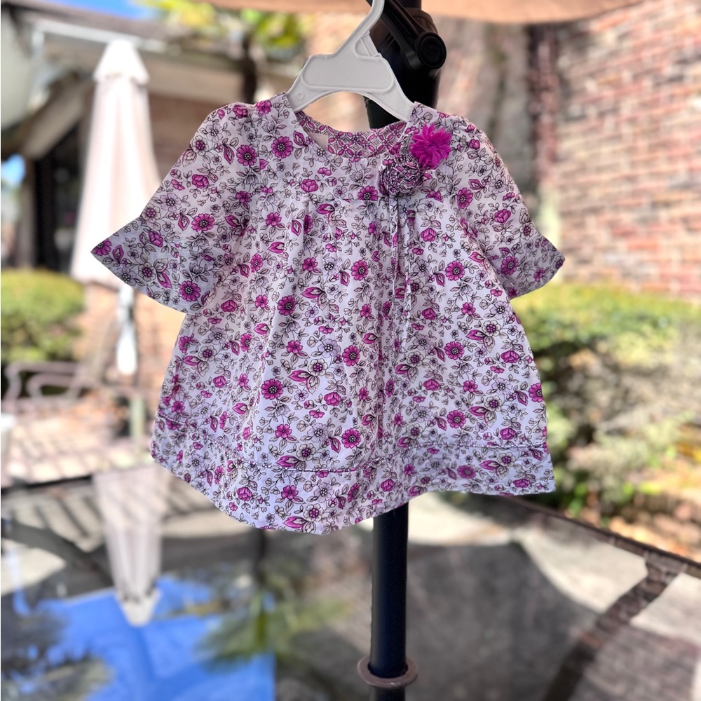 Laura Ashley White and Purple Floral Casual or Party Summer Dress